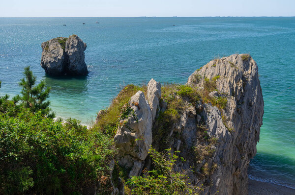 The scenery of Dalian Golden Stone National Geopark and Coastal Road in late Summer