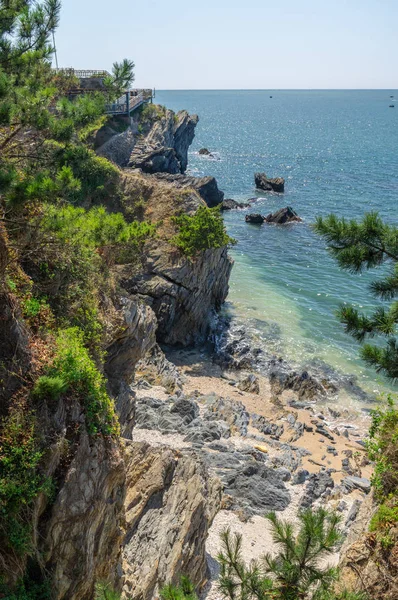 Paisaje Dalian Golden Stone National Geopark Coastal Road Finales Verano — Foto de Stock