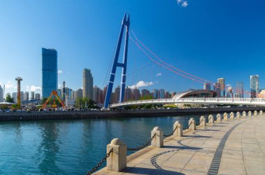 Yaz sonunda Dalian Xinghai Körfezi'nin beatiful sahne