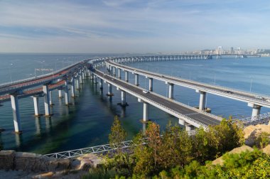 Yaz sonunda Dalian Xinghai Körfezi'nin beatiful sahne