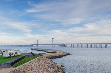 Yaz sonunda Dalian Xinghai Körfezi'nin beatiful sahne