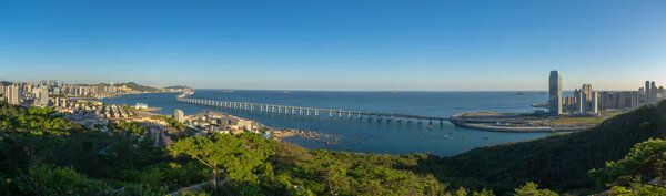 The beatiful scenery of  Dalian Xinghai Bay in late Summer