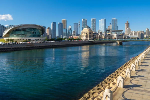 Yaz sonunda Dalian Xinghai Körfezi'nin beatiful sahne