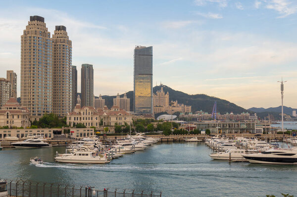 The beatiful scenery of  Dalian Xinghai Bay in late Summer