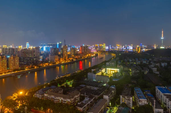 Wuhan Město Noční Scenérie Létě — Stock fotografie