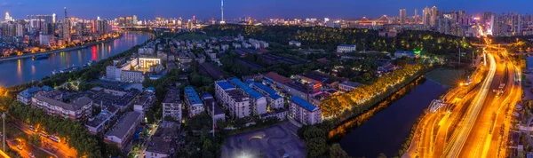 Wuhan Stad Natt Landskap Sommaren — Stockfoto