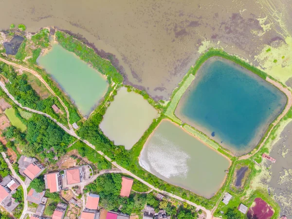 中国湖北黄石市安全湖国家湿地公园上空鸟瞰图 — 图库照片