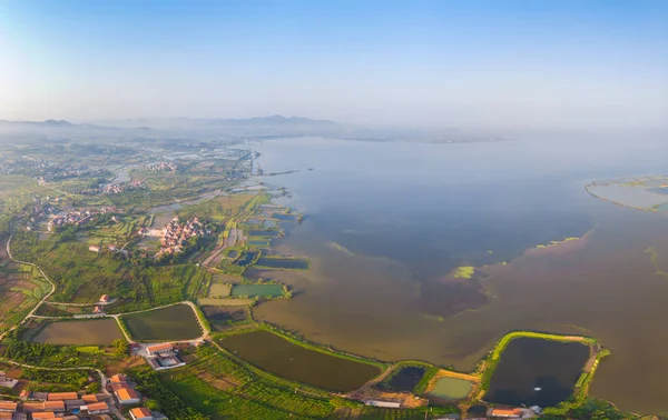 Vista Aérea Sobre Parque Nacional Humedales Del Lago Seguridad Primavera — Foto de Stock