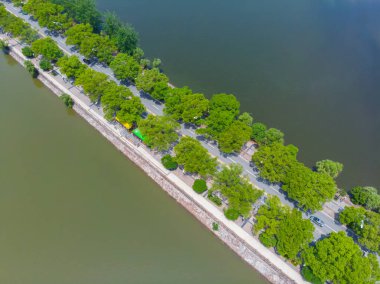 İlkbaharda Ci Lake Park üzerinde Aerial View, Huangshi, Hubei, Çin