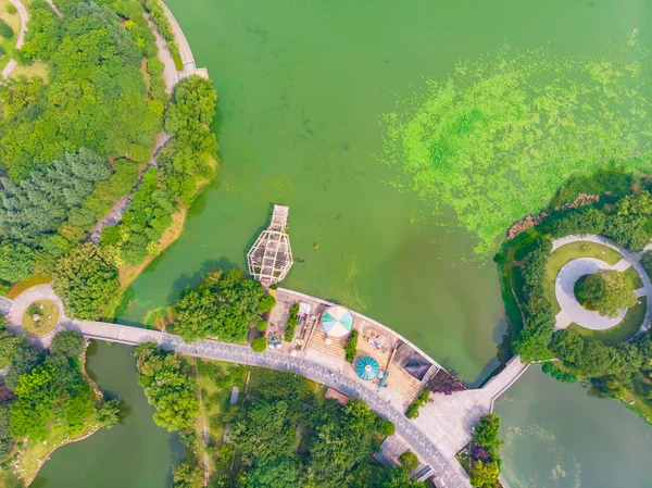 Vue Aérienne Dessus Moon Lake Park Printemps Wuhan Hubei Chine — Photo