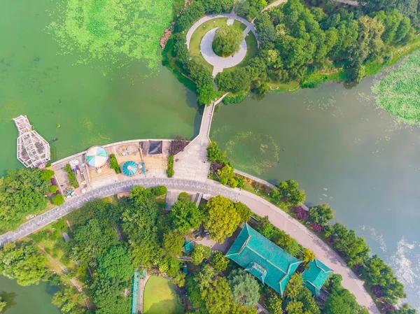 Vista Aerea Sopra Moon Lake Park Primavera Wuhan Hubei Cina — Foto Stock