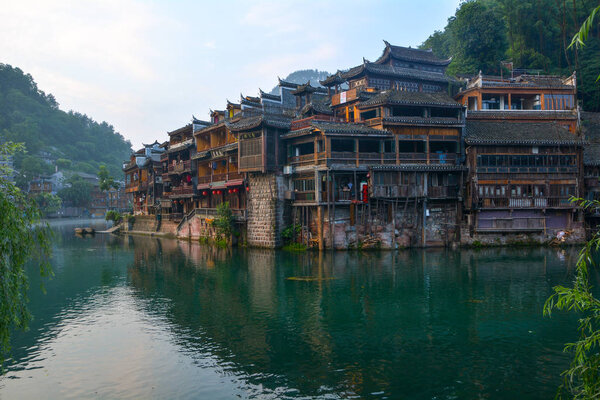 Hunan Xiangxi Fenghuang Ancient City Summer Scenery