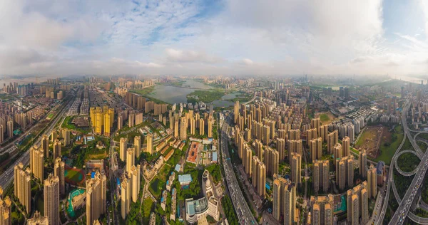 Wuhan city aerial photography in summer