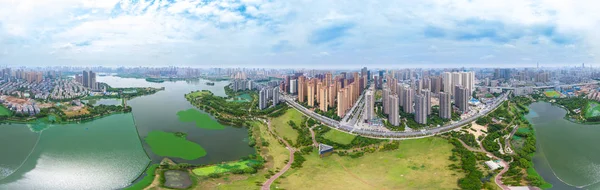 Wuhan City Flygfotografering Sommaren — Stockfoto