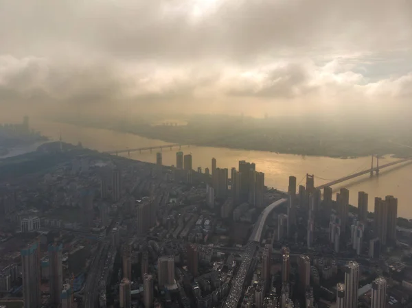 Wuhan Miasta Fotografii Lotniczej Lecie — Zdjęcie stockowe