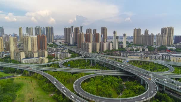 Zeitraffer Aufnahmen Der Skyline Der Stadt Sommer Wuhan Hubei China — Stockvideo