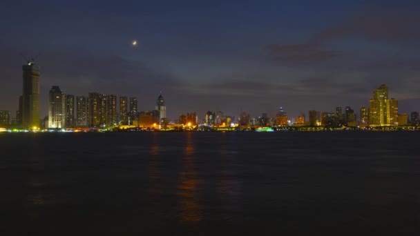 Metragem Tempo Lapso Skyline Cidade Cenário Noite Verão Wuhan Hubei — Vídeo de Stock