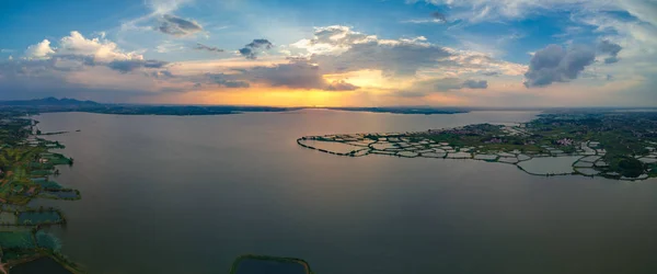 Hubei Wuhan Natural Lake Wetland Park Sunset Scenery Verano — Foto de Stock