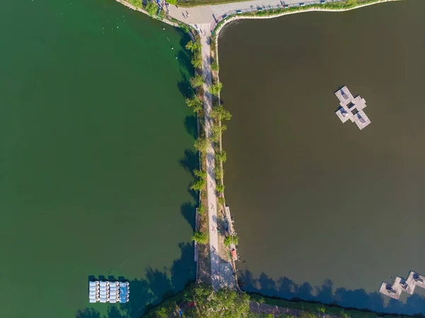 Wuhan Zoo Park Antenn Landskap Sommaren — Stockfoto