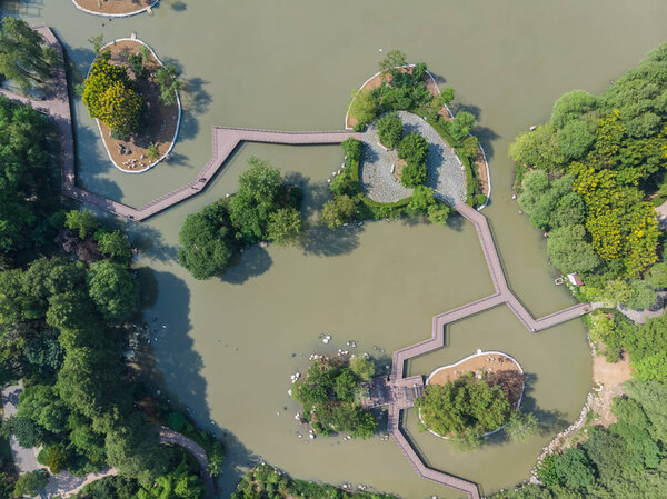 Wuhan Zoo Park Aerial Scenery in summer