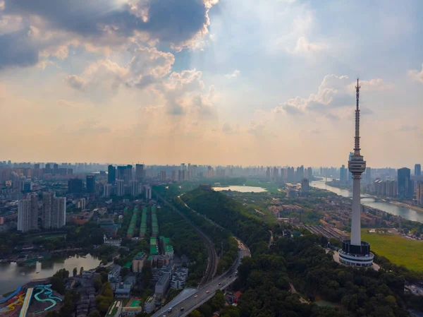 Wuhan city outdoor charming Aerial photography scenery in summer