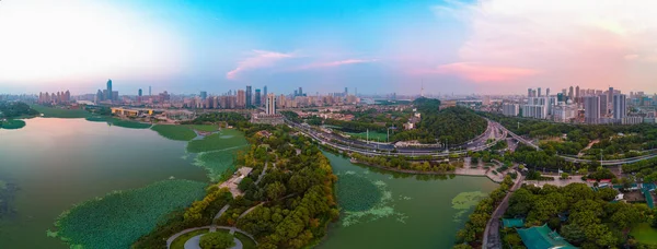 Wuhan Ciudad Aire Libre Encantador Paisaje Fotografía Aérea Verano —  Fotos de Stock