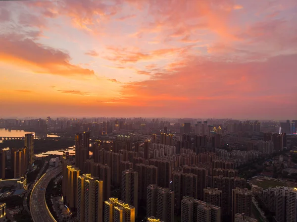 Wuhan Ciudad Aire Libre Encantador Paisaje Fotografía Aérea Verano —  Fotos de Stock