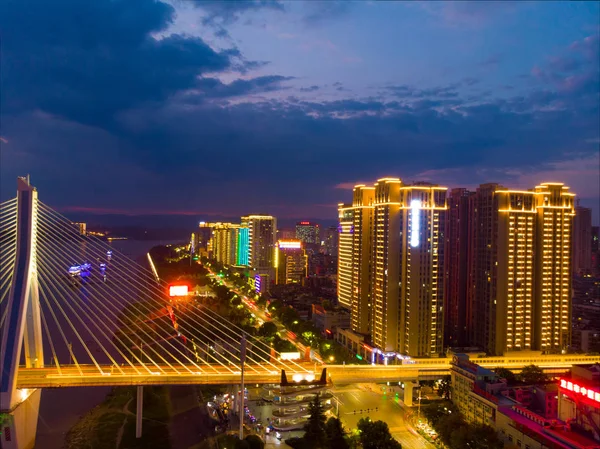 Hubei Yichang Stadt Luftbild Reizvolle Landschaft Sommer — Stockfoto