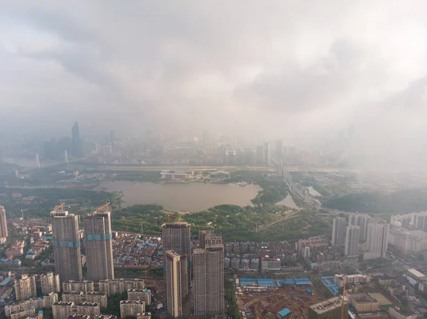 Ciudad Skyline Fotografía Aérea Verano Wuhan Hubei China —  Fotos de Stock