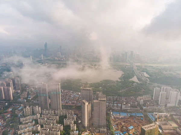 Stadssiluett Flygfoto Sommar Wuhan Hubei Kina — Stockfoto