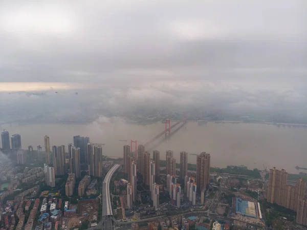 City Skyline Légi Fotózás Nyáron Wuhan Hubei Kína — Stock Fotó