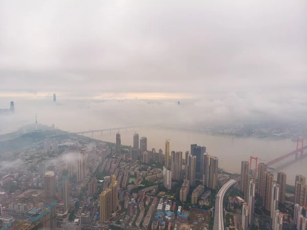 Ciudad Skyline Fotografía Aérea Verano Wuhan Hubei China — Foto de Stock