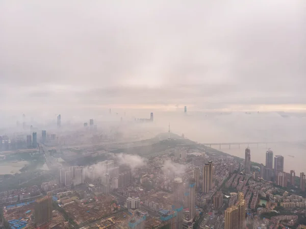 Fotografias Aéreas Skyline Cidade Verão Wuhan Hubei China — Fotografia de Stock