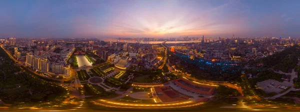 City Sunset Night Aerial Photography Scenery Summer Wuhan Hubei China — Stock Photo, Image