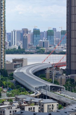 Hubei Wuhan yaz şehri gökyüzü manzarası