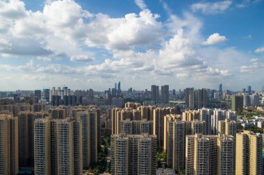 Hubei Wuhan yaz şehri gökyüzü manzarası