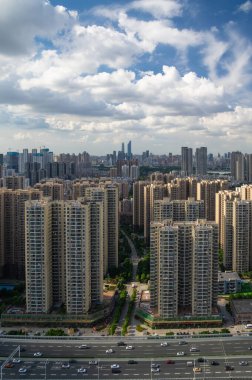 Hubei Wuhan yaz şehri gökyüzü manzarası
