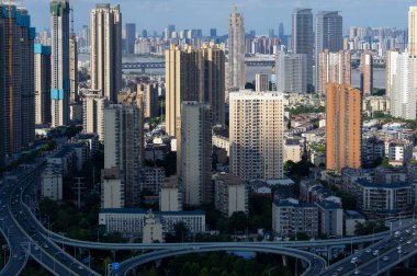 Hubei Wuhan yaz şehri gökyüzü manzarası