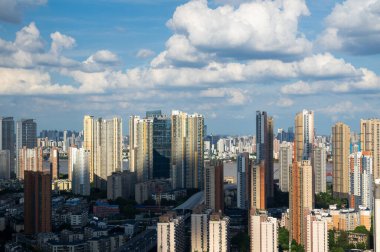Hubei Wuhan yaz şehri gökyüzü manzarası