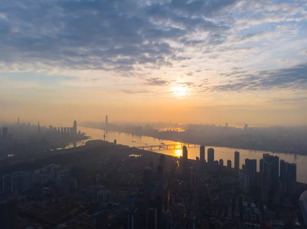 Hubei Wuhan Lato Miasto Panorama — Zdjęcie stockowe