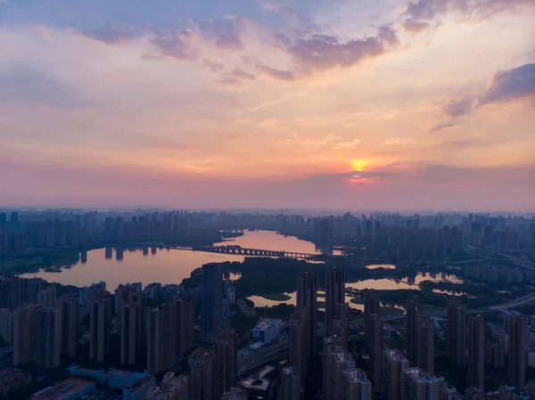 Hubei Wuhan Lato Miasto Panorama — Zdjęcie stockowe