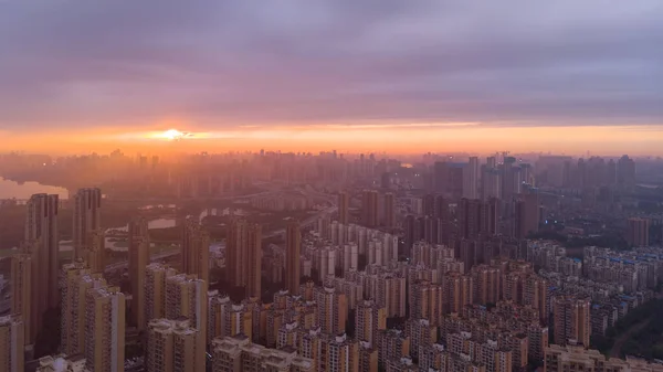 Hubei Wuhan Lato Miasto Panorama — Zdjęcie stockowe