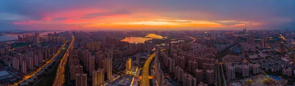 Hubei Wuhan Nyári Város Látképe — Stock Fotó