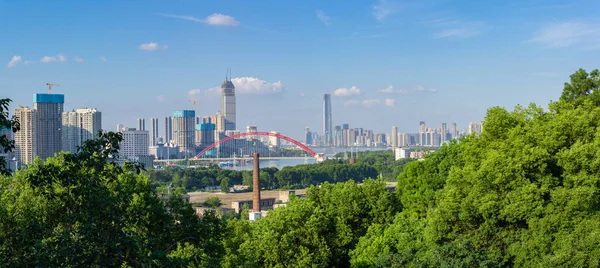 Hubei Wuhan Sommar Stad Skyline Landskap — Stockfoto