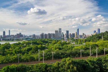 Hubei Wuhan yaz şehri gökyüzü manzarası