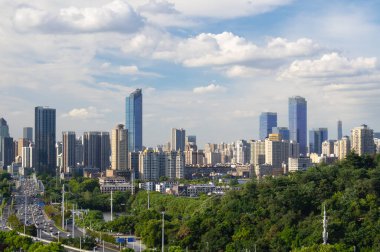 Hubei Wuhan yaz şehri gökyüzü manzarası