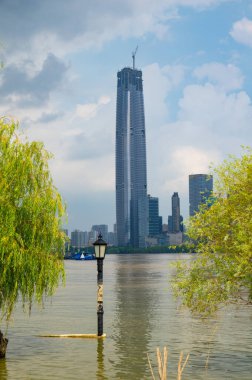 Hubei Wuhan yaz şehri gökyüzü manzarası