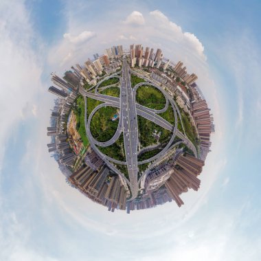 Hubei Wuhan yaz şehri gökyüzü manzarası