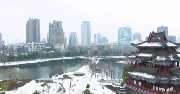 武汉地标紫阳公园雪景 — 图库视频影像