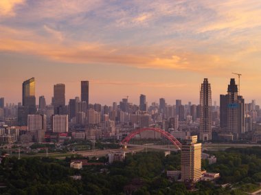 Wuhan Yaz Şehri Gündoğumu Manzarası